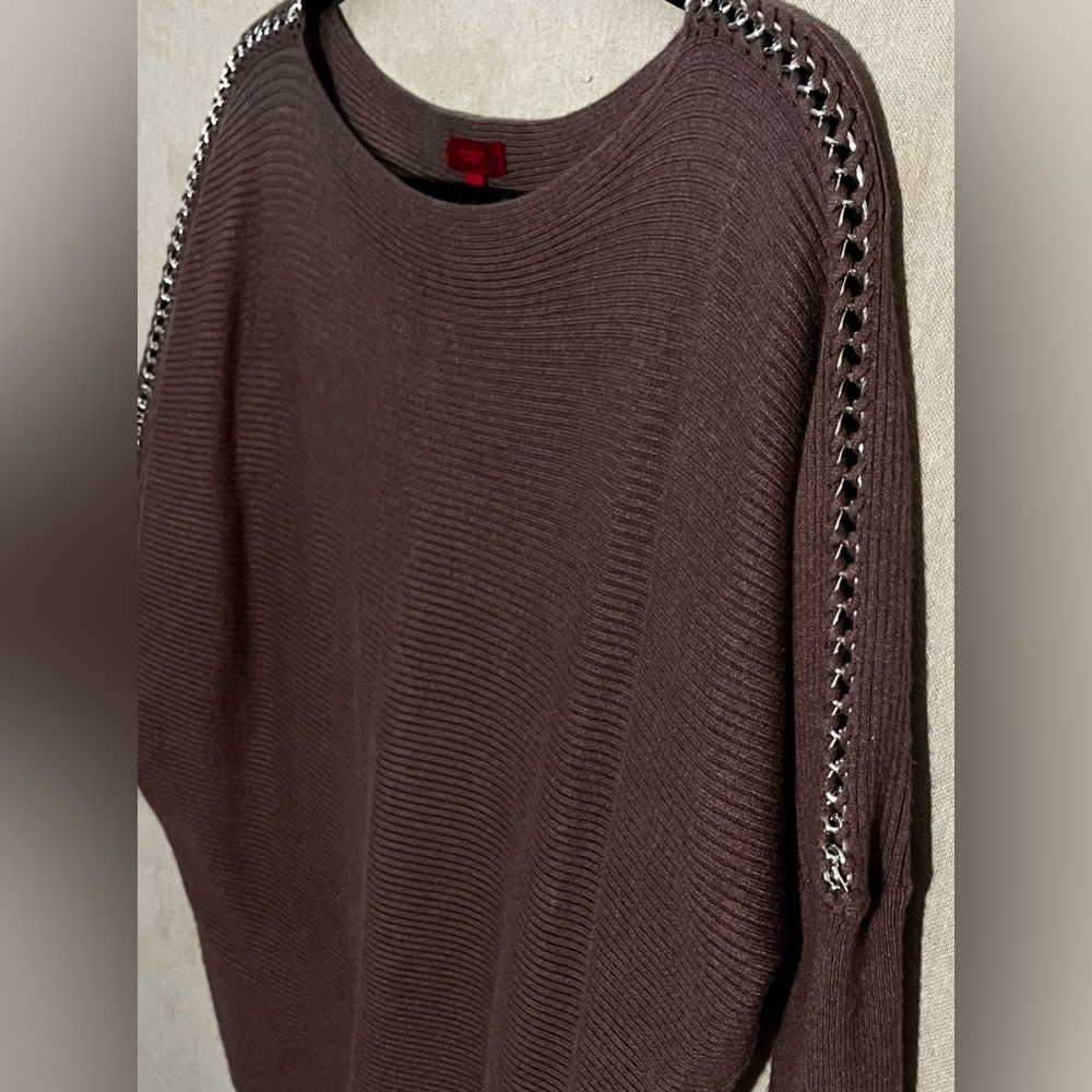 Jennifer Lopez Women’s XS Deep Purplish Sweater 3/4 Sleeves W/Chain Accents